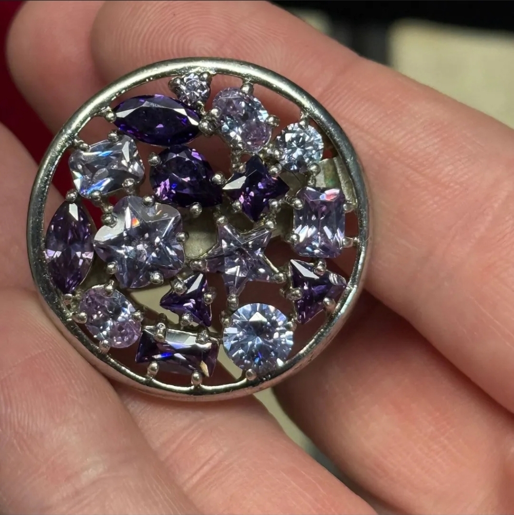 Sterling Silver Purple Statement Shield Ring Size… - image 6